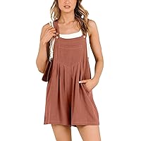 Womens Rompers Plus Size U Neck Summer Outfits 2024 Sleeveless Solid Color Comfy Loose Fashion Jumpsuit With Pocket