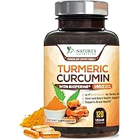 Nature's Turmeric Curcumin Supplement with BioPerine 95% Standardized Curcuminoids 1950mg - Black Pepper for Max Absorption, Natural Joint Support, Tumeric Herbal Extract Vegan Non-GMO - 120 Capsules