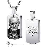 MeMeDIY Personalized Dog Tag Pendant Urn Necklace Engraving Photo/Name/Date/Calendar Customized for Men Women Boy Girl Dog Cat Pet Stainless Steel Ashes Memorial Keepsake Cremation Jewelry Funnel Kit