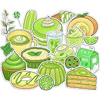 Vinyl Stickers Pack 21 PCS for Laptop for Bicycle Matcha Tea for Notebook Japanese Food Decals Cake Green for Luggage for Water Bottles for Skateboard for Planner Waterproof Cup Set