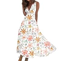 Spring Dress for Women 2024 Stylish Party V Neck Floral Printed High Waisted Corset Women Comfy Long Maxi Dresses