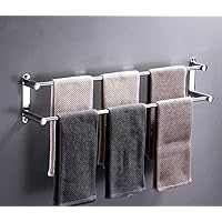 Towel Rack,Stainless Steel Wall Mounted Towel Holder Towel Bar Rail,1-Tier 2-Tier 3-Tier Bath Towel Rack with Hooks,for Kitchen Bathroom Toilet Hotel Office-C-50Cm/B-70Cm