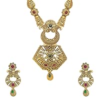 Bodha Traditional Antique Gold Plated Designer Stylish Traditional Long Bridal Jewellery Necklace Set for Women (SJ_2953)