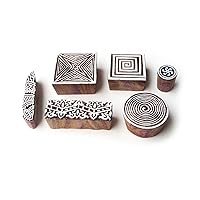 Geometric and Spiral Artistic Motif Wooden Stamps for Printing (Set of 6)