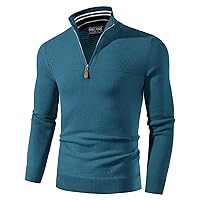 PJ PAUL JONES Men's Quarter Zip Sweater Slim Fit Casual Pullover Sweater Mock Neck Polo Sweaters