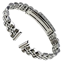 13mm Name Brand Straight End Fold Over Clasp Stainless Steel Ladies Watch Band