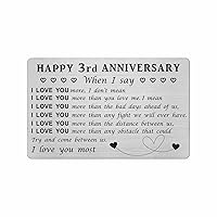 3 Year Anniversary Card for Him Her, Happy 3rd Anniversary Marriage Gift for Men Women Husband Wife, Personalized Three Year 3rd Wedding Anniversary Decorations Present for Boyfriend Girlfriend