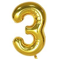 Gold Number 3 Balloon, 40 Inch