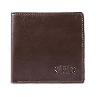 Big Skinny Men's World Leather Bi-Fold Slim Wallet with Zippered Pocket, Holds Up to 35 Cards