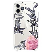 TPU Case Compatible for iPhone 15 Pro Max Pink Peonies Clear Flower Cute Floral Slim fit Woman Flexible Silicone Laddies Print Design Gentle Soft Beautiful