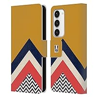 Head Case Designs Mustard Colour Block Chevron Leather Book Wallet Case Cover Compatible with Samsung Galaxy S23 5G