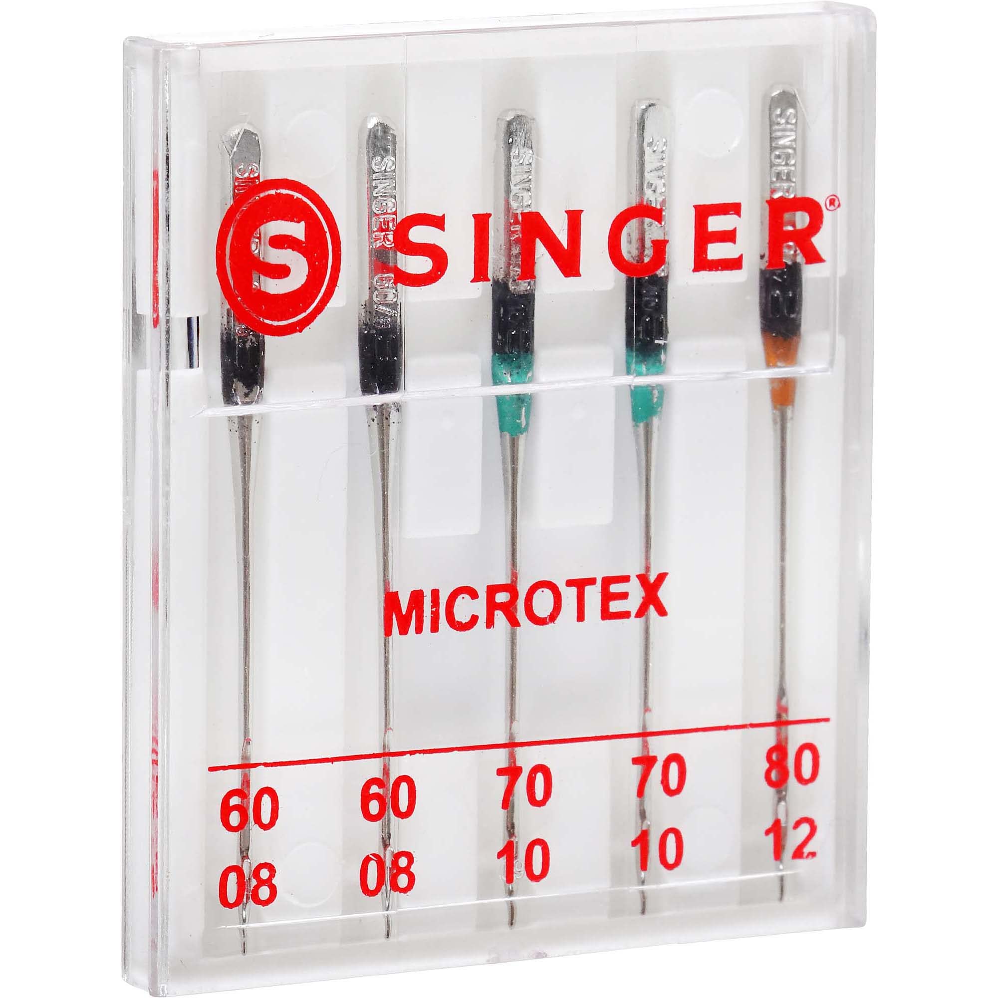 SINGER 04708 Assorted Universal Microtex Sewing Machine Needles, Sizes 60/8, 70/09, 80/11, 5-Count (Packaging May Vary)