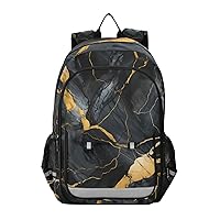 ALAZA Gold & Black Marble Laptop Backpack Purse for Women Men Travel Bag Casual Daypack with Compartment & Multiple Pockets
