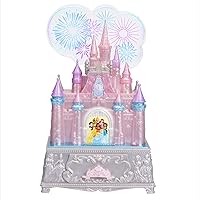 Jewelry Box for Girls Disney 100th Celebration Princess Castle Keepsake Jewelry Box with Music & Firework-Like Light Show, Plays Song “A Dream Is a Wish Your Heart Makes”