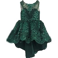 Sequins Flower Girl Dresses for Wedding Hi Lo Lace Birthday Party Ball Gown