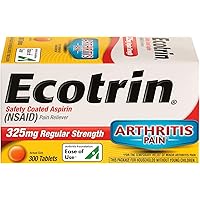 Ecotrin Regular Strength Safety Coated Aspirin | Arthritis Pain | 300 Tablets (2 Pack)