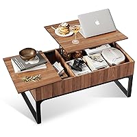 WLIVE Lift Top Coffee Table for Living Room,Modern Wood Coffee Table with Storage,Hidden Compartment and Drawer for Apartment, Home, Retro, Walnut Oak.