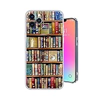 Vintage Bookstore Library Book Shelves Design Protective Cover Gel Case with Camera Protection Compatible with iPhone 13 Pro Max 6.7