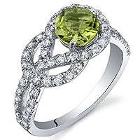 PEORA Peridot Ring in Sterling Silver, Infinity Knot Design, Round Shape, 6mm, 0.75 Carat, Comfort Fit, Sizes 5 to 9