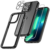TAURI 5 in 1 for iPhone 13 Pro Max Case Black, [Military-Grade Drop Protection] Slim Shockproof Phone Lanyard Case 6.7 inch