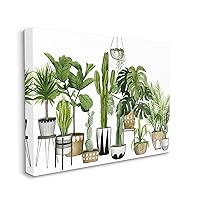 Stupell Industries Boho Plant Scene with Cacti and Succulents in Geometric Pots Watercolor Canvas Wall Art Design By Artist Grace Popp