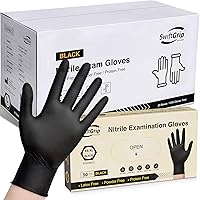 Disposable Nitrile Exam Gloves, 3-mil, Black Nitrile Gloves Disposable Latex Free for Medical, Cooking & Esthetician, Food-Safe Rubber Gloves, Powder Free, Non-Sterile, 1000-ct Case (XL)