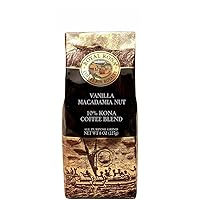 Royal Kona 10% Hawaiian Kona Coffee Blend, Vanilla Macadamia Flavor, Light Roast, Ground - 8 Ounce Bag