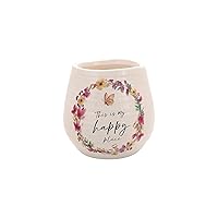 Pavilion - This is My Happy Place - 8-Ounce Ceramic Candle, Jasmine Scented Candle, Inspirational Gifts for Women, Stress Relief Gifts for Women, 1 Count, Cream
