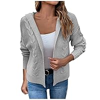RMXEi Women's Fashion Casual 2023 Knitted Solid Color Hooded Cardigan Sweater Coat