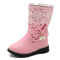 Girl's Waterproof Lace Bowknot Side Zipper Fur Winter Boots (Toddler/Little Kid/Big Kid)