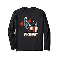 DC Comics Superman Birthday 4th American Flag Long Sleeve T-Shirt