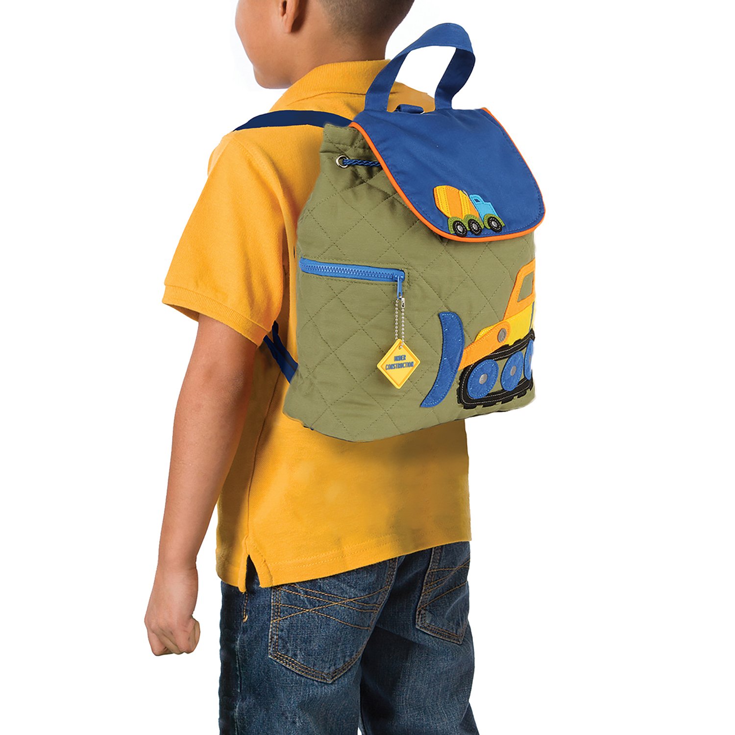 Stephen Joseph Kids' Unisex Toddler Back to School, Quilted Backpack, Construction, One Size