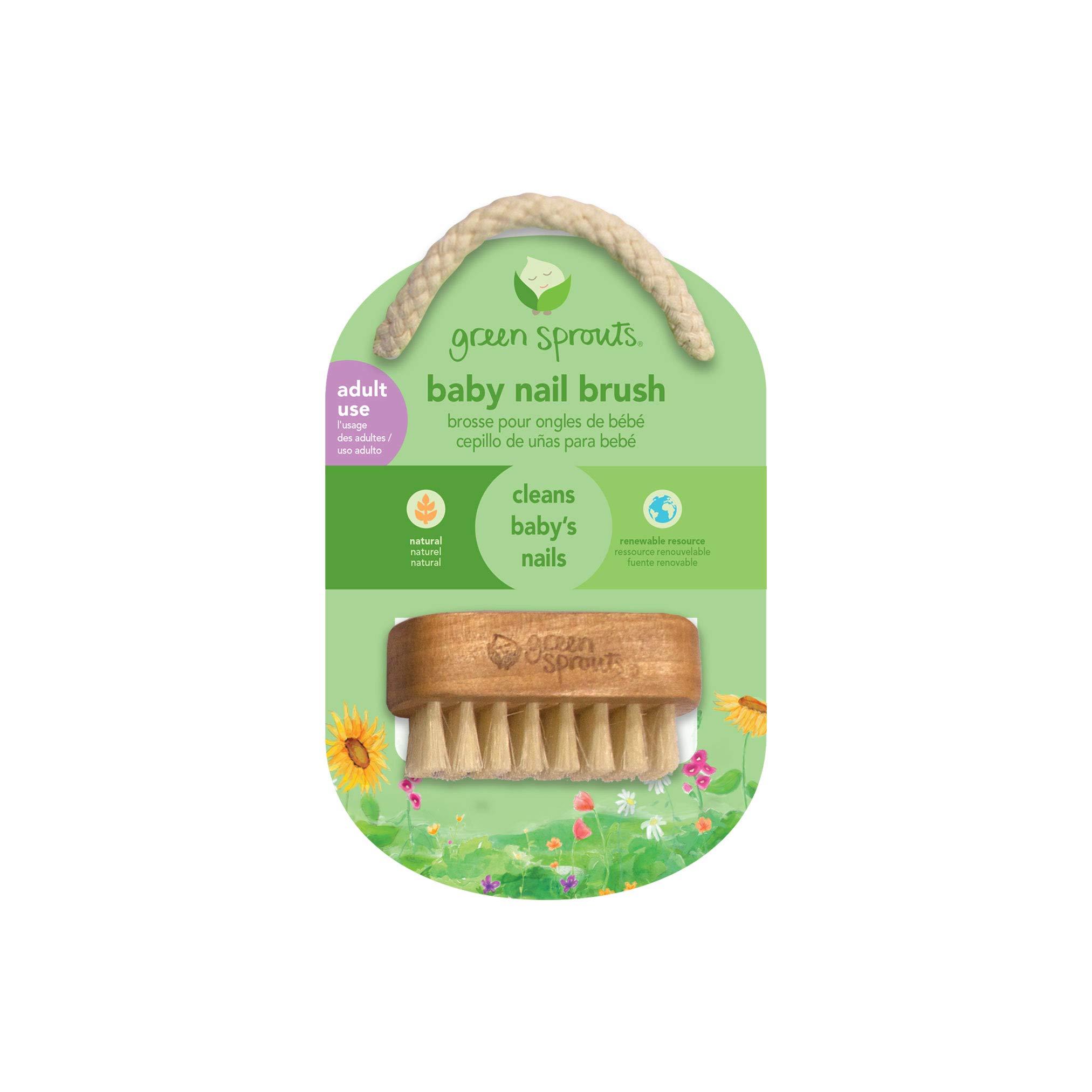green sprouts Baby Nail Brush, Gently Cleans Baby’s Nails, Soft, Natural bristles for Comfort, Easy to Grasp Wood Handle, Made from Natural, Non-Petroleum Materials