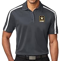 Men's Army Logo Emblem Military-Themed Colorblock Polo Shirt