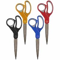 1 All Purpose Scissor Stainless 8 inch Steel Blades Ergonomic Soft Grip Craft Soft Grip Sharp Office School Supplies Craft Precision Cutters Shears Sewing Fabric Home Comfort Handle Heavy Duty Sturdy