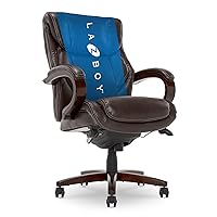 Bellamy Executive Office Chair with Memory Foam Cushions, Solid Wood Arms and Base, Waterfall Seat Edge, Bonded Leather, Brown