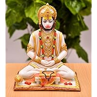 Creativegifts 4.5 inch Bahubali Hanuman Ji Murti for Car Dashboard Lord Hanuman Idol Statue for Home Decoration and Puja Made with Resin for Lightweight (Multicolor)