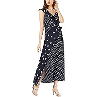 Womens Dot A-line Maxi Dress, Blue, XX-Small