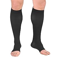 Truform 20-30 mmHg Compression Stockings for Men and Women, Knee High Length, Open Toe, Charcoal, Medium