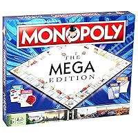 Winning Moves Mega Monopoly Board Game, an Upgrade on The Classic Game Board with 12 Extra Spaces Including Downing Street, Saville Row and Knightsbridge, Invest in Skyscrapers, for Ages 8 Plus