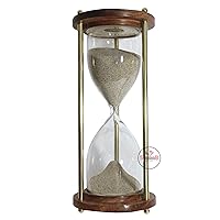Rosewood Brass Hourglass with Qoute 7 inches 30 Minute Sand Timer | Sand Clock | Timer with Sparkling Natural Sand for Home & Kitchen Office Table Desk