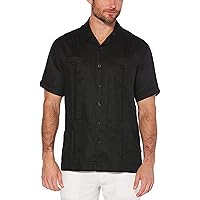 Cubavera Men's 100% Linen Short Sleeve Button-Down Guayabera Shirt with Four Pockets, Camp Collar, Pintuck Detail