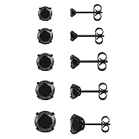 Jovivi 20G Hypoallergenic Stainless Steel Stud Earrings 5Paris Cubic Zirconia CZ/Ball Earrings Studs Set for Men Women 3MM-8MM