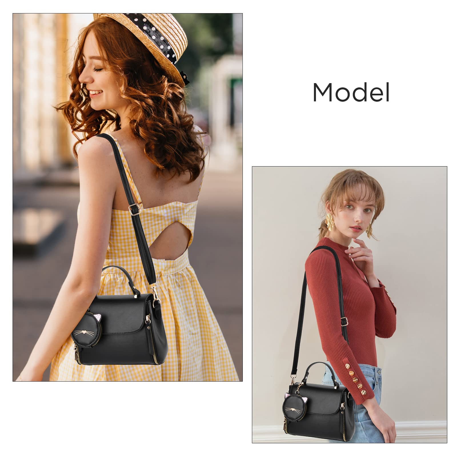 I IHAYNER Fashion Purses and Handbags for Women Top Handle Bag Girls Small Crossbody Shoulder Bag for Ladies with Kitty Purse