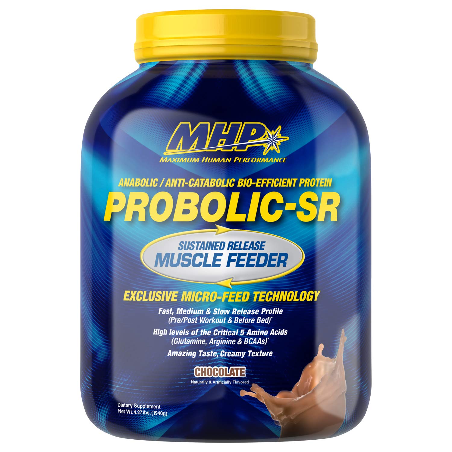 Maximum Human Performance Probolic-SR Sustained Release Protein Powder, 24g Protein, BCAAs, Glutamine, Arginine, Pre-Workout, Post-Workout, Nightti...