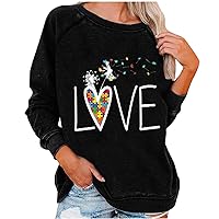 Love Dandelion Autism Awareness Puzzle Sweatshirt Long Sleeve Inspirational Graphic Tees Shirts Unisex Tops