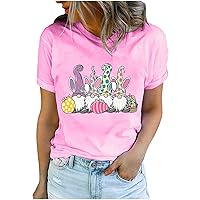 Happy Easter T Shirt for Women Bunny Rabbit Graphic T-Shirt Funny Letter Printed Shirts Summer Short Sleeve Tops