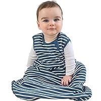 Woolino 4 Season Basic Baby Sleep Bag - Merino Wool and Organic Cotton - Two-Way Zipper Newborn Sleeping Sack - Infant Wearable Blanket - 0-6 Months - Navy Blue
