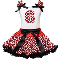 Petitebella Red Dots 1st to 6th White Shirt Red Dots Petti Skirt Outfit 1-8y