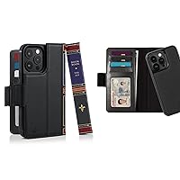 Twelve South BookBook for iPhone 14 Pro | MagSafe Compatible Full-Grain Leather Wallet Case with Display Stand + Removable Stand-Alone Leather Accent Case, Black